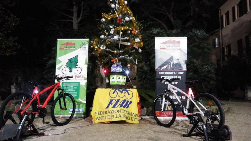 fiab amici bicicletta albero natale pedali