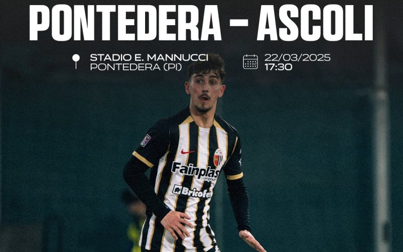 L’Ascoli pareggia 1-1 a Pontedera
