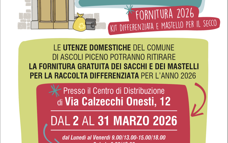 Lunedì 2 marzo al via la consegna gratuita dei kit per la raccolta differenziata
