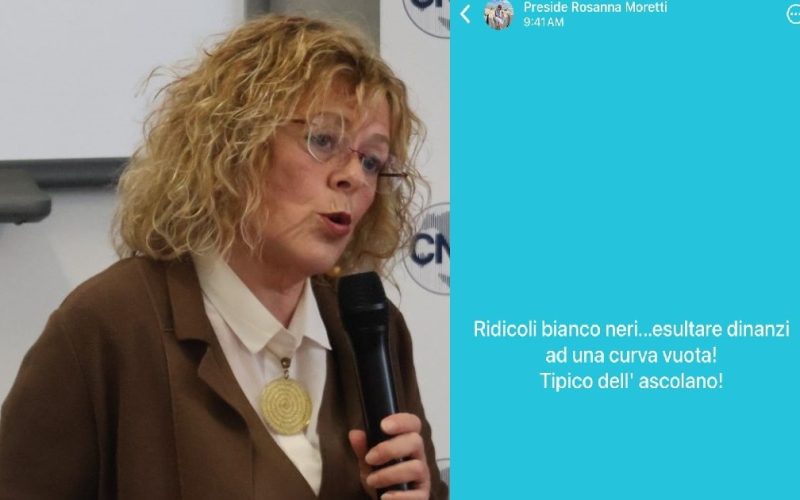 Post derby infuocato, la preside dell’Ulpiani Rosanna Moretti posta frasi contro gli ascolani: è bufera. Pronto un esposto per chiedere l’immediata rimozione della dirigente scolastica