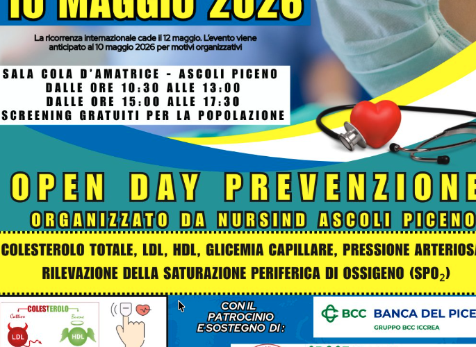 Ascoli  risponde agli infermieri: successo straordinario per l’Open Day Prevenzione, 1400 controlli.