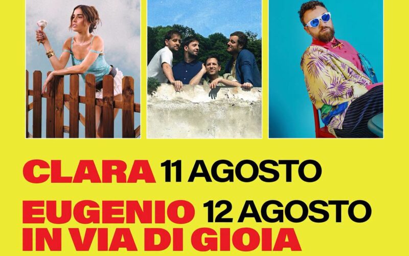 Ascoli Summer Festival,  ospiti Clara, Dargen D&rsquo;Amico e Eugenio in Via di Gioia