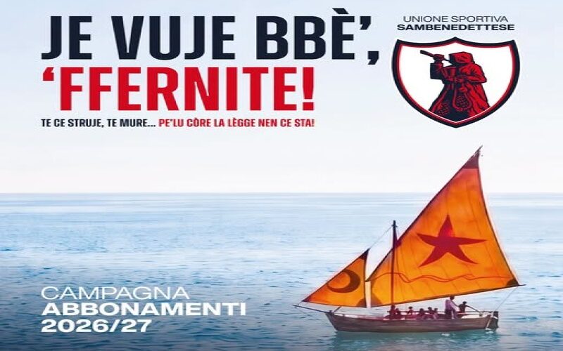 “Je vuje bbè’, ‘ffernite!”: la Samb lancia la campagna abbonamenti per la prossima stagione. Tifo e tradizioni uniti all’interno dei colori rossoblù