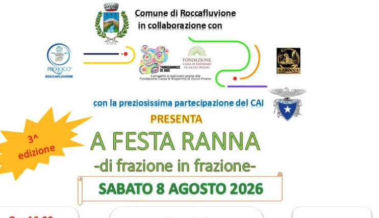 Sabato 8 agosto torna “A festa Ranna – di frazione in frazione