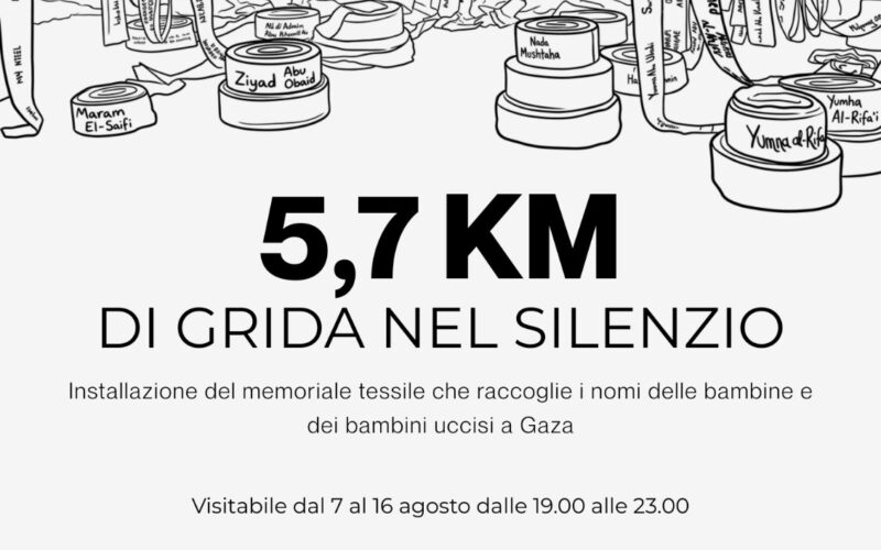Monteprandone ospita l&rsquo;opera-memoriale &ldquo;5,7 km di grida nel silenzio&rdquo;: dal 7 al 16 agosto la mostra dedicata ai bambini di Gaza