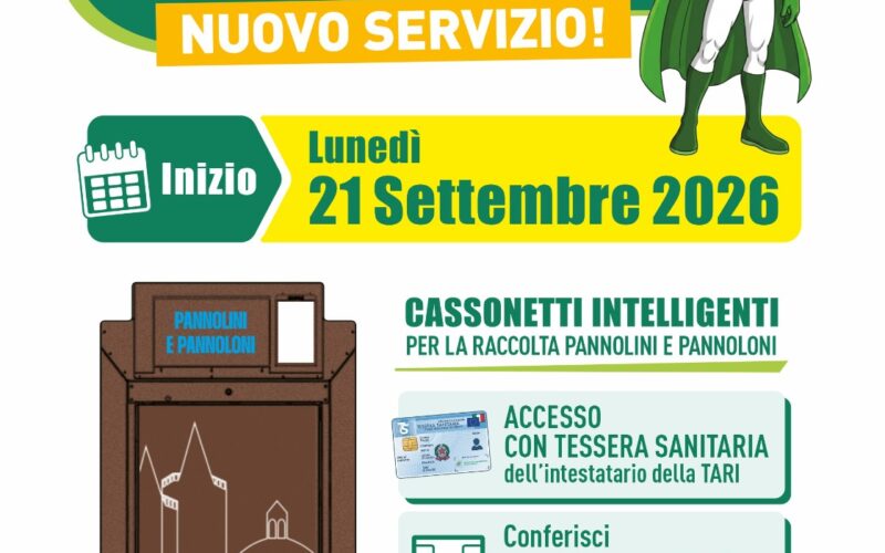 Dal 21 settembre al via il nuovo sistema di raccolta di pannolini e pannoloni: attivi tutti i nuovi cassonetti intelligenti