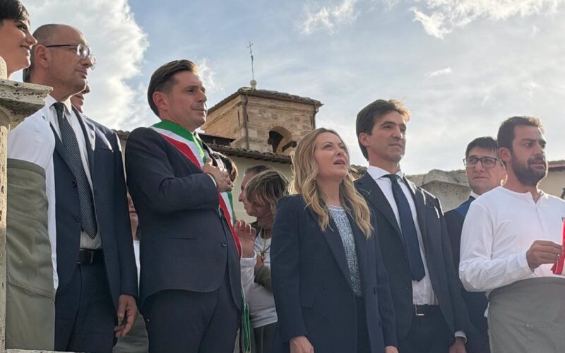 Ascoli, il premier Meloni ha partecipato alla riapertura di Palazzo Saladini Pilastri